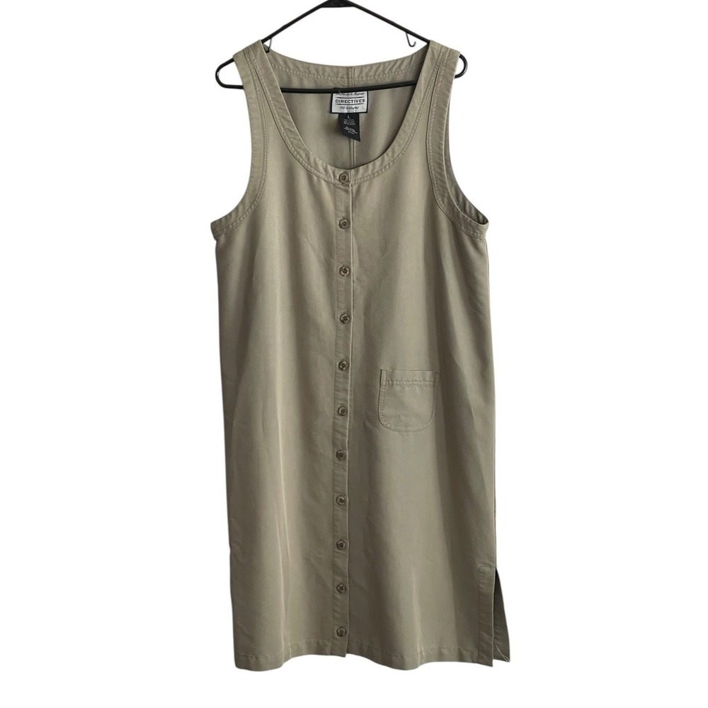 Directives Ladies Jumper Tank Dress Large Sleeveless Button Front Lagenlook